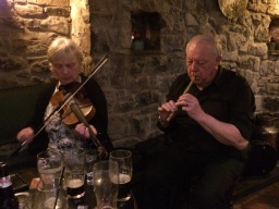 Paula O' Regan on fiddle and Jimmy Clancy on tinwhistle. Photo by Betty Connor.